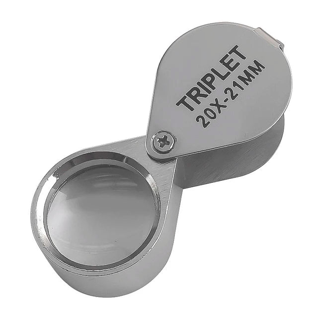 10-30x Pocket Magnifier Magnifying Glass Jewelry Loupe Foldable Diamond Lupa Triplet Jewelers Eye Glass Tool Reading Magnifier