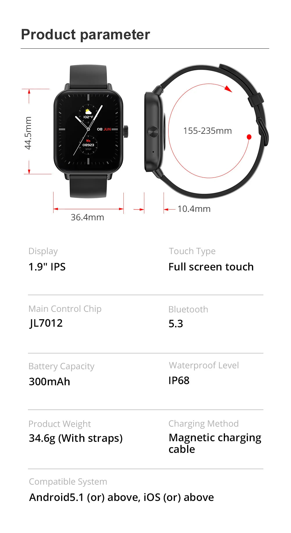COLMI P81 Voice Calling Smart Watch Ultra 1,9 Zoll Bildschirm 24H Gesundheitsmonitor 100+ Sportmodi, Bluetooth Smartwatch Männer Frauen