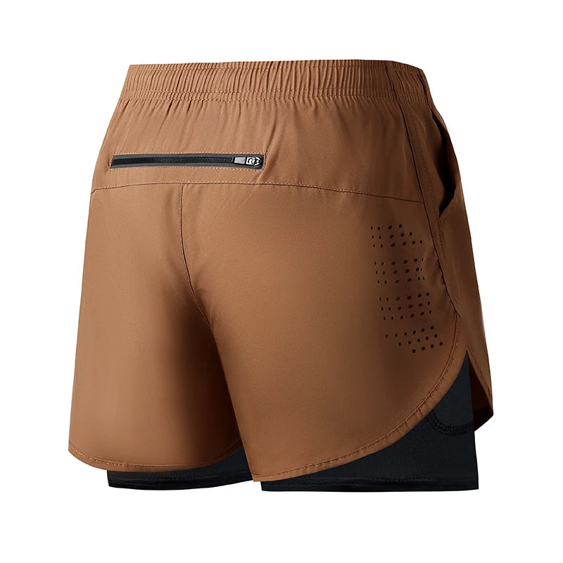 Männer Laufshorts Schnell trocknend Fitness Schwarz Doppel Schicht Shorts Männer Neue Sport Workout Training Bodybuilding Kurze Hosen