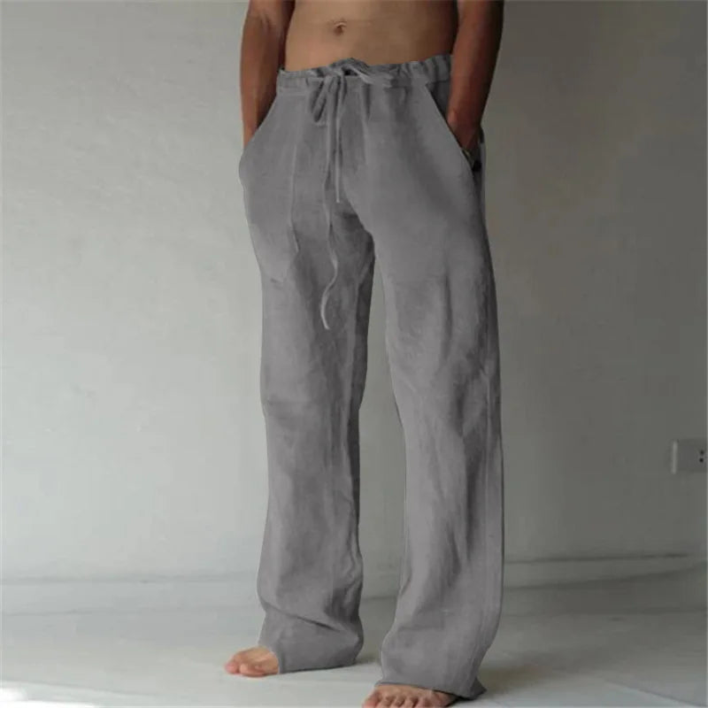 2024 frühling Leinen Breite Männer Hosen Koreanische Hosen Oversize Baumwolle Streetwear Männlichen Neue Yoga Hosen Casual Männer Kleidung Jogginghose
