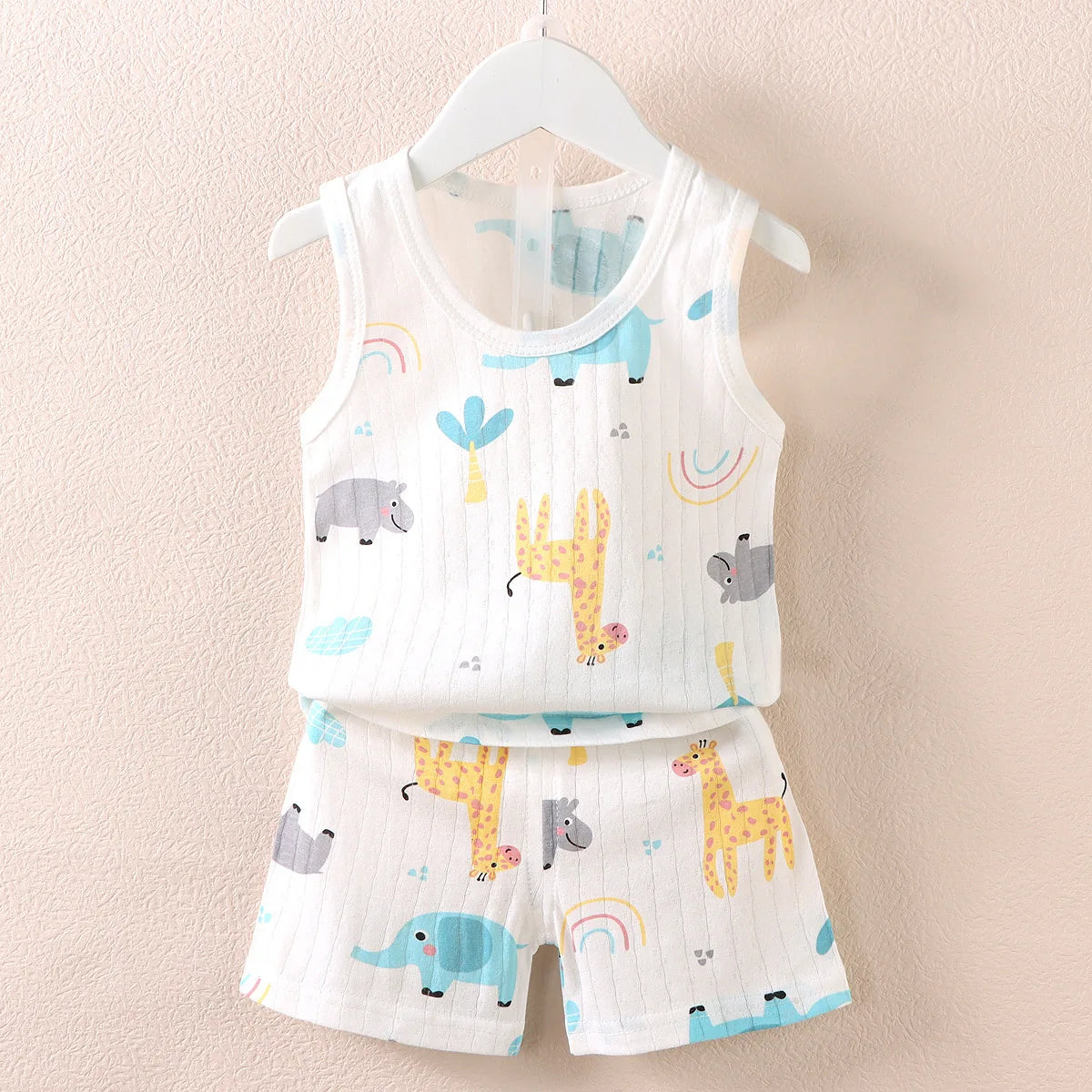 Kinderkleidung, bedruckt, ärmellose Oberteile, Shorts, niedlich, atmungsaktiv, für Kinder, Sommerweste, Shorts, Set, Tank-Top für Babykleidung, Kinder