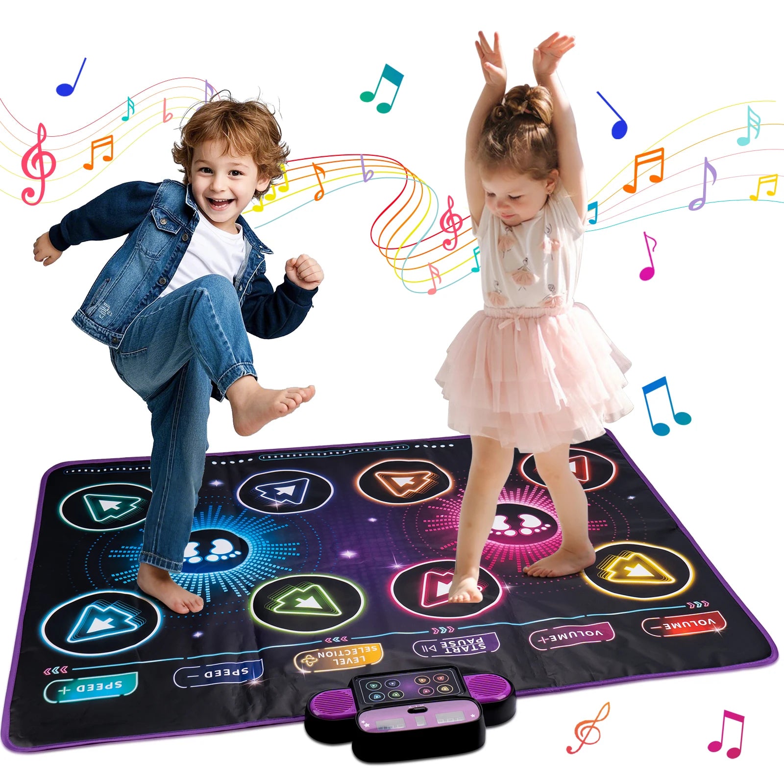Elektronische Tanzmatte für Kinder, Tanzdecke, doppelter Spielermodus mit 9-stufigem Kinder-Bodenmusikdecke, Lernspielzeug, Kindergeschenke