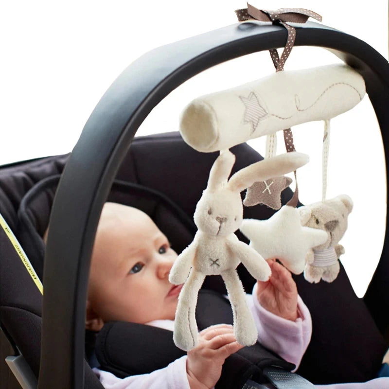 2025 neue Hängende Bett Kaninchen Baby Hand Glocke Sicherheit Sitz Plüsch Spielzeug Multifunktionale Plüsch Spielzeug Kinderwagen Mobile Geschenke