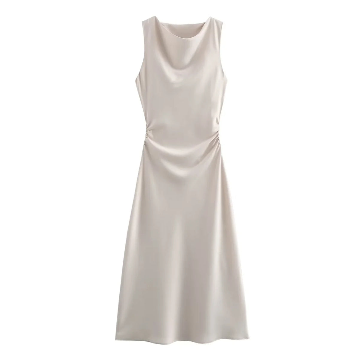 Satin Lange Kleider für Damen 2026 Sommer Slip Midi-Kleid Sexy Abendkleid Ärmellos Elegante Damenkleider