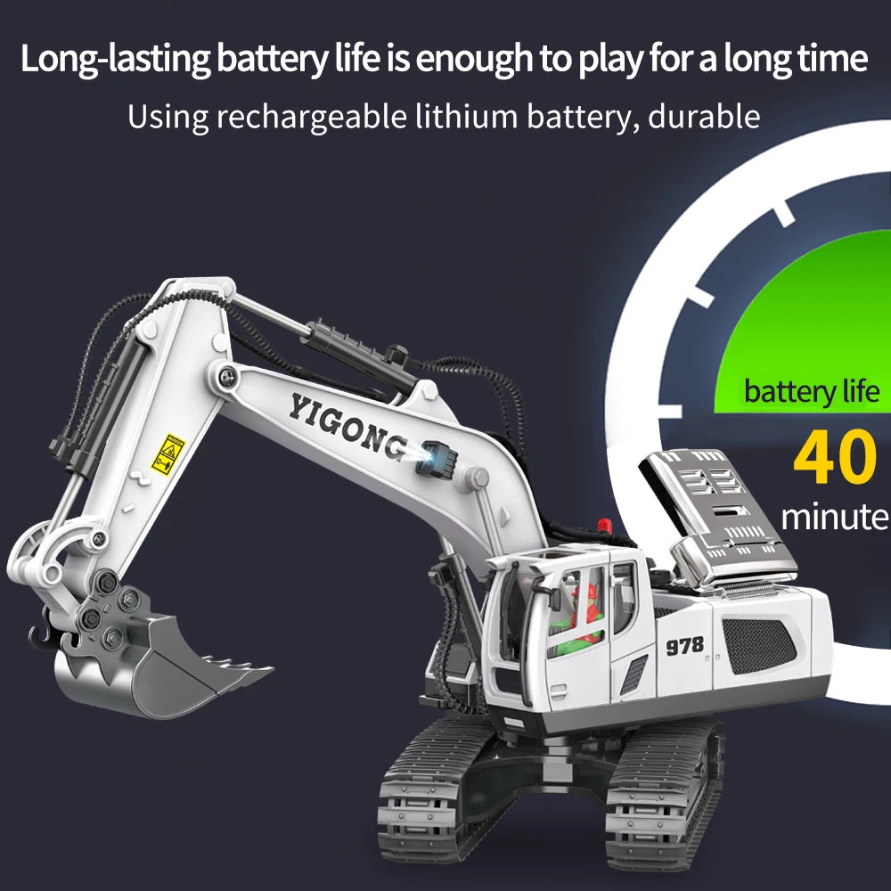 Teeggi 1:20 RC Bagger Auto Kinder Spielzeug 2,4G Fernbedienung Muldenkipper Auto Bulldozer Spielzeug Radio Elektroauto für Kinder Geschenk
