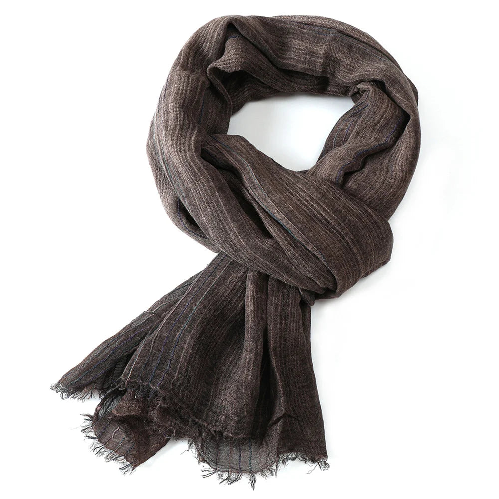 Baumwolle Leinen Gestreiften Männer Schals Herbst Winter Warme Halstuch Pashmina Männlichen Zubehör Kurze Quaste Bufanda Schal