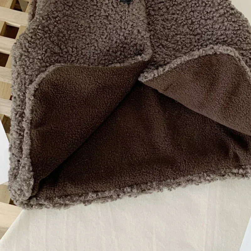 Neue Baby Lamm Wolle Plus Samt Weste Herbst Winter Mädchen Jungen Plüsch Weste Einreiher V-ausschnitt Kind Warme Mode Warme Mantel