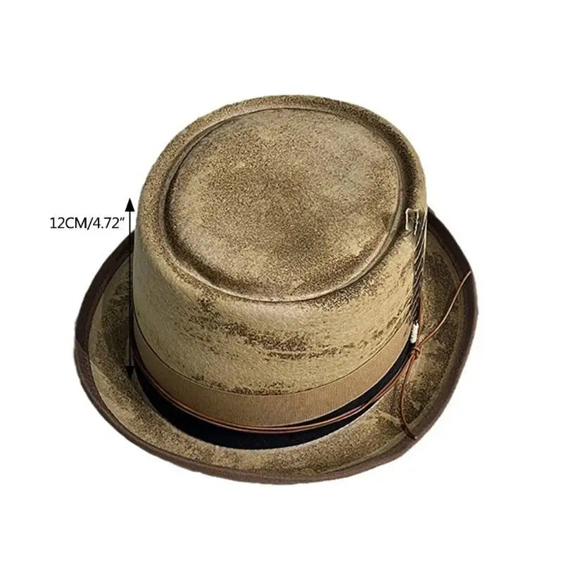 Herren Flat Top Damen Karnevals-Party für Jugendliche Lässiger Winter-Herbst Distressed mit Feder-Dekor