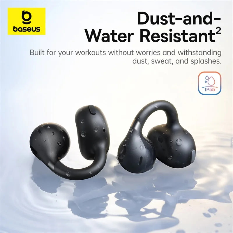 Baseus BC1 Ohrclip-Ohrhörer, kabellose Open-Ear-Kopfhörer, Bluetooth 6.0, Clip-on-Sportkopfhörer, 4 Mikrofone, Super-Bass, IP55, Ohrhörer