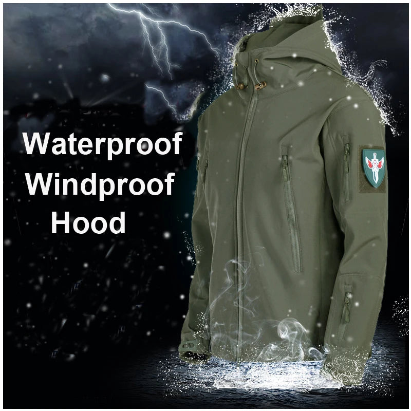 Männer Winter Herbst Warme Softshell Fleece Kapuze Cargo Jacken Camping Wandern Klettern Jagd Angeln Outdoor Winddicht M-5XL