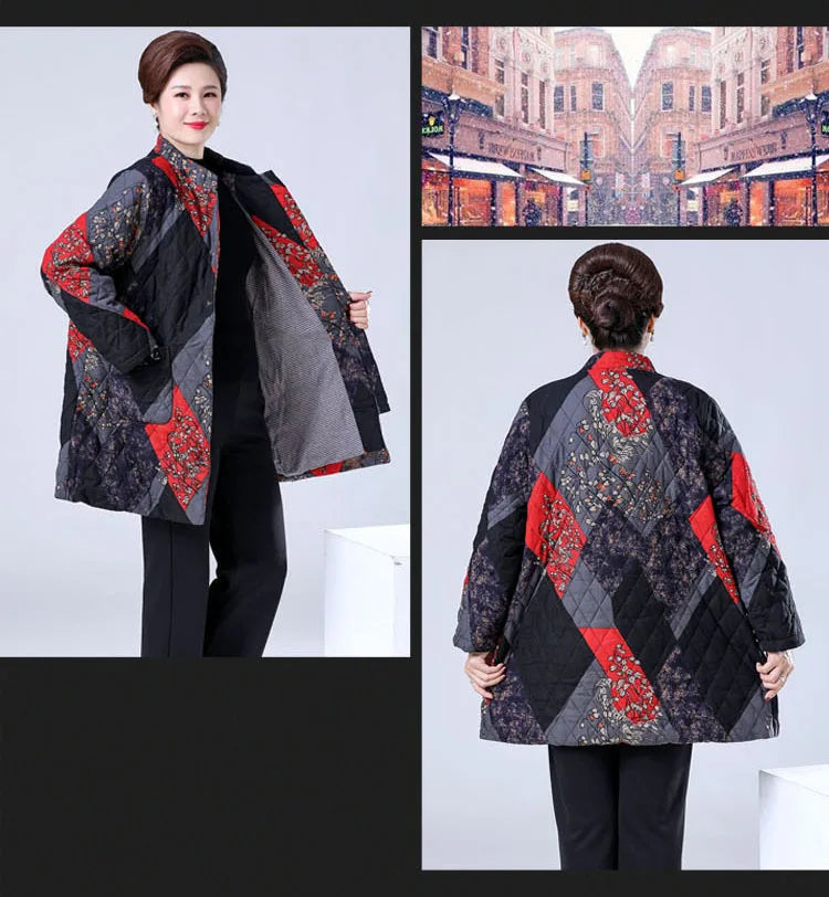 Lose Damen Herbst Winter Baumwollmantel mittleren Alters ältere Mutter dicke warme Jacke Oma Parkas 100 kg tragen 2XL-9XL
