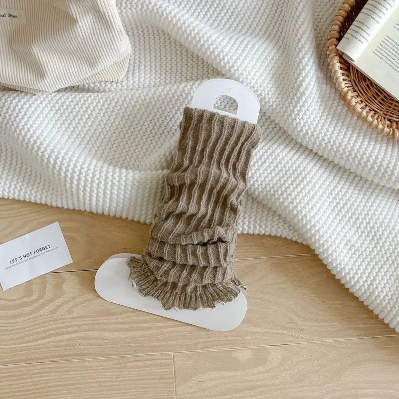 Herbst Winter Damen Beinwärmer Schwarz Weiß Gestrickte Fußabdeckung Lange Socken JK Japanische Mode Lolita Süße Mädchen Beinwärmer Neu