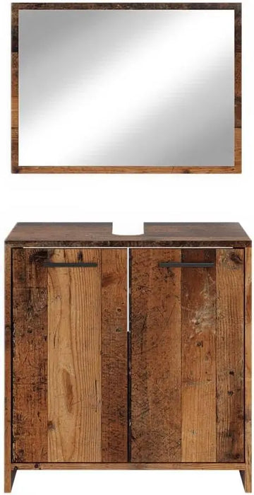 Bad Furniture-Set Oak rustikal Kiko, bestehend aus Badezimmer Mirror, Washbasinunterschrank - Platz for Nursing and Baduten