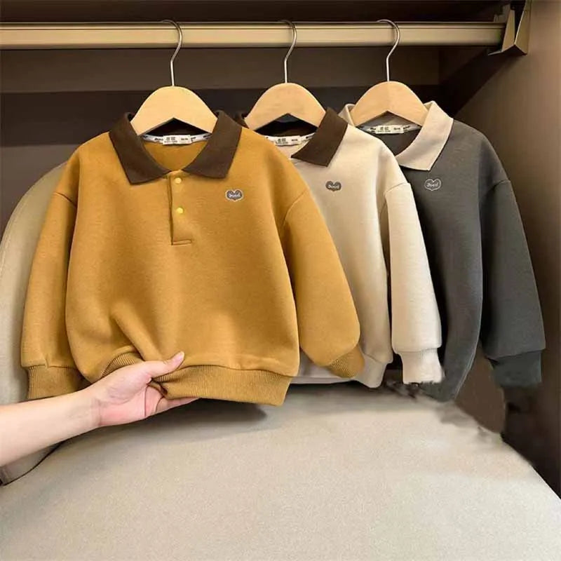 Jungen Pullover Kinder Polo Kragen Pullover Frühling Herbst Neue Kinder Teenager Langarm Brief Mantel Baby Casual Pullover 2-8 Jahre