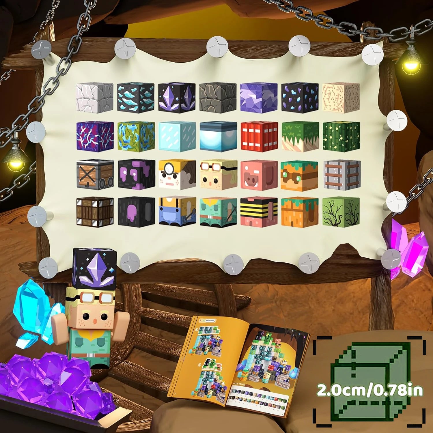Magnetische Bausteine Minenwelt Magnetische Minenexploration Konstruktions-Würfel STEM Spielzeug-Set Geschenk für Jungen Mädchen Kinder