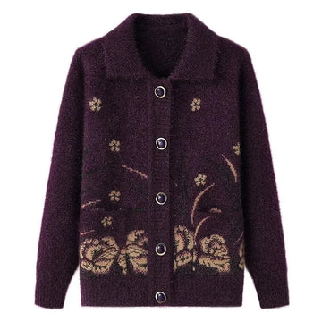 Mittelalterliche Mutter Strickjacke Pullover Mäntel Frühling Herbst Damen Langarm Strickwaren Oberteile 60-70 Jahre alte Oma Kleidung KX16