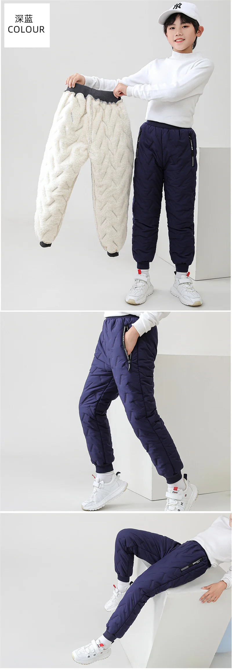 Winter Gepolsterte Hosen Kinder Dicke Plus Samt Warme Hosen Jungen Lamm Wolle Baumwolle Lange Hosen Herbst Kinder Casual Sport Hosen