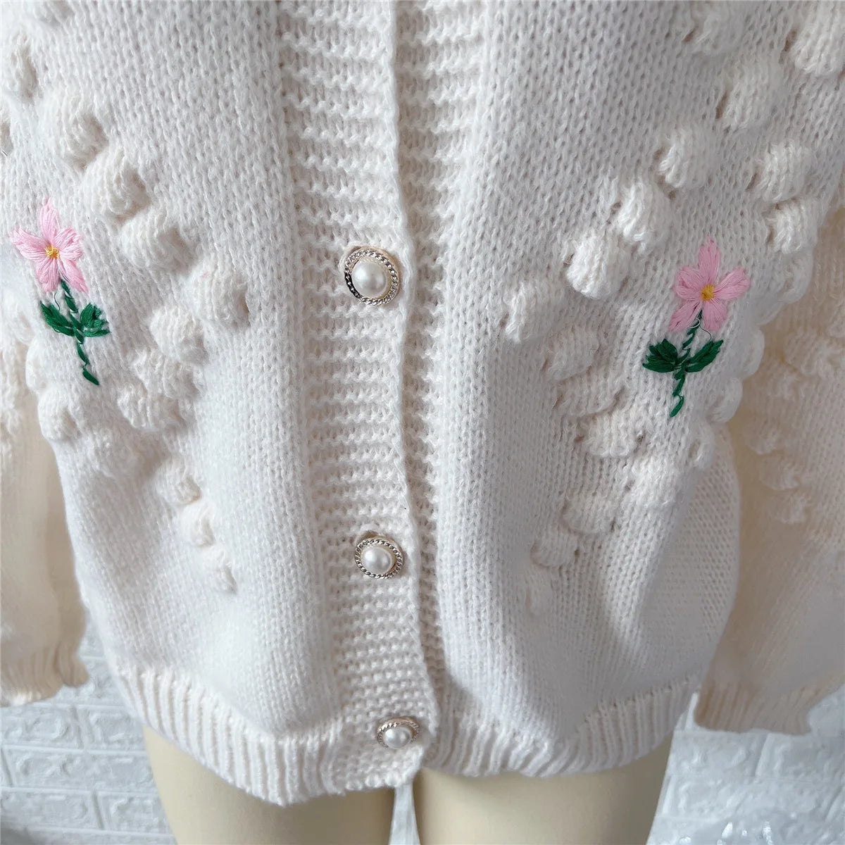 Frauen Herbst Damen Kleidung Oberbekleidung Lose einreiher Strickjacke Pullover Mit Stilvollen Verzierten Knöpfen Ropa Mujer