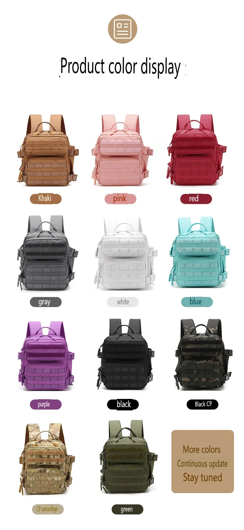 9L Sportrucksack MOLLE 3-Tage Bug Out Bag Mini Outdoor Pack für Damen Herren EDC Camping Wanderrucksack