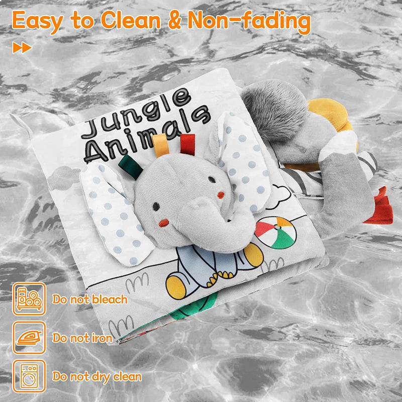Weiche Babybücher, 3D-Touch-Feeling, kontrastreiches Stoffbuch, sensorisches frühes Lernen, Kinderwagenspielzeug für Kleinkinder, Geschenke von 0–12 Monaten