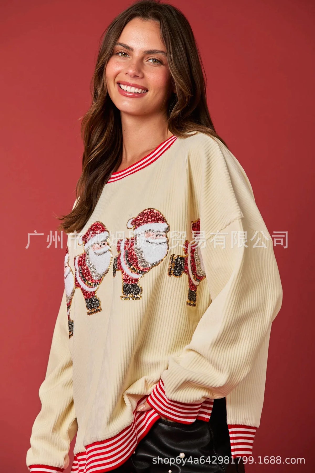 Weihnachten Rundhals Langarm Vielseitig Lose Urlaub Mode Pullover Frauen Herbst Modus 2025, Sweter Damski Herbst Pullover