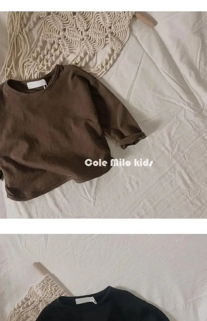 Herbst Winter Junge Mädchen Kinder solide lange Ärmel Bottom ing Shirt Kind lose T-Shirt Retro Baby Baumwolle Tops Kleinkind lässig T-Shirts