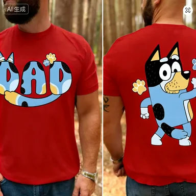 Bluey Day Kurzarm-T-Shirt, lockeres Sportshirt, Bluey Rundhals-Oberteil, bequemes Streetwear-Oberteil für Herren, passendes Familien-T-Shirt, Kleidung ﻿