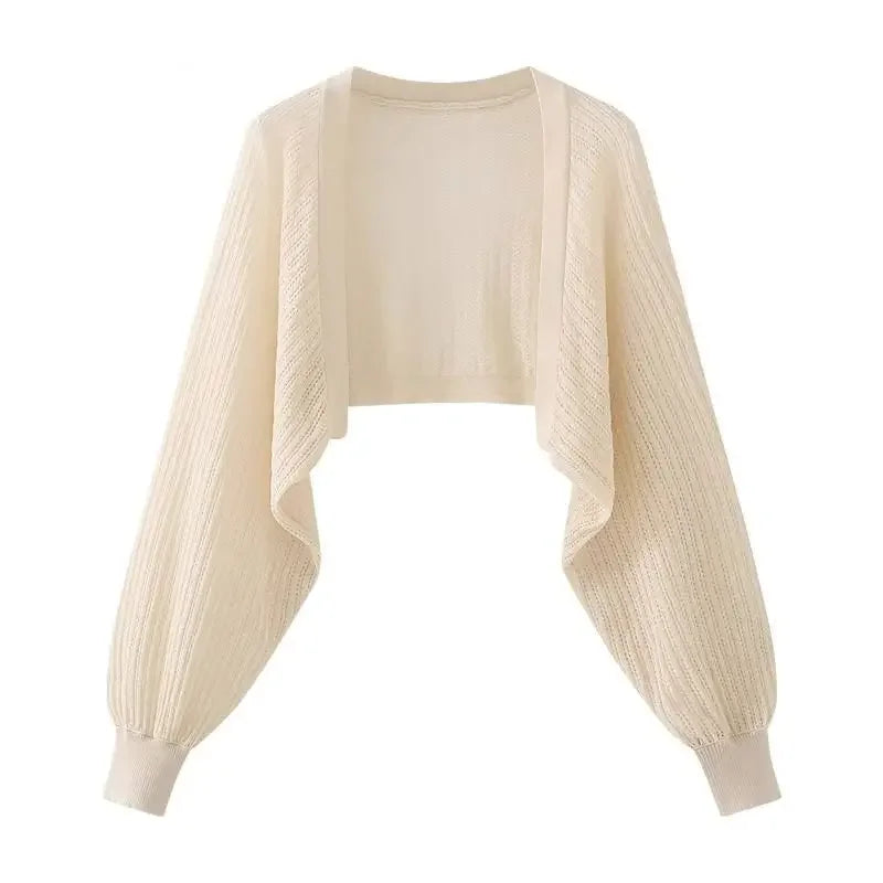 Französische Eisseide gestrickt, sonnenbeständig, Strickjacke, Oberteil für Damen, Sommer, dünne Jacke, Weste, Hosenträgerrock, Schal, äußere Spielbluse