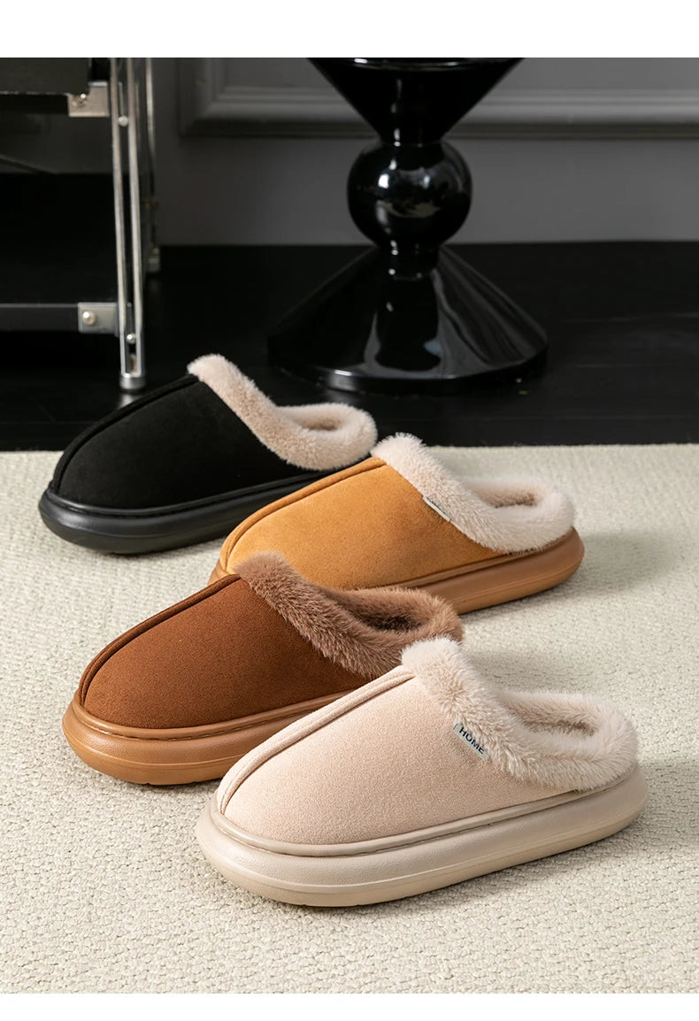 Herbst und Winter Herren Baumwolle Hausschuhe Plüsch warm dick Home Wear rutschfeste verschleißfeste weiche Unterseite bequeme warme Schuhe