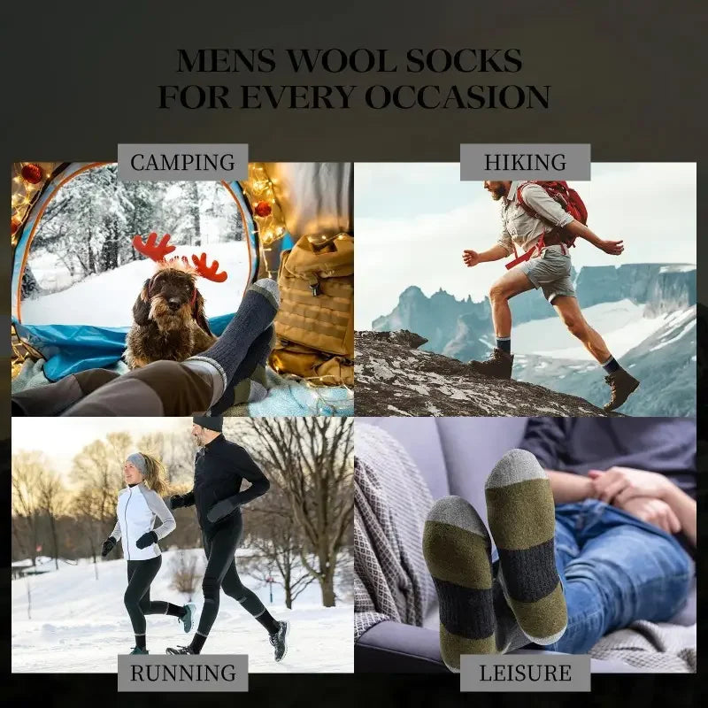 Winter-Socken aus Merinowolle, verdickt, warm, feuchtigkeitsableitend, Wandersocken, für Herren und Damen, thermisch, atmungsaktiv, langlebig, Radfahren, Outdoor-Socken