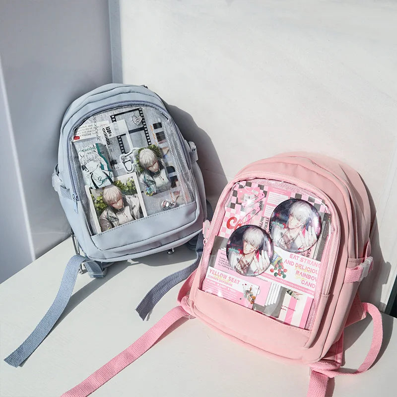 Y2K Nette Mini Rucksack Frauen Kawaii Ita Tasche Süße Mädchen Transparent Rucksack DIY Persönlichkeit Display Rucksack Lolita Schulter Tasche