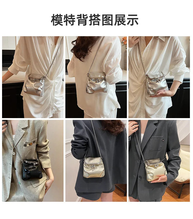 Trendy Koreanische Mode Mini Quadratische Tasche Vintage Streetwear Elegante Umhängetaschen Casual Y2k Ästhetische Schulter Handtaschen für Frauen