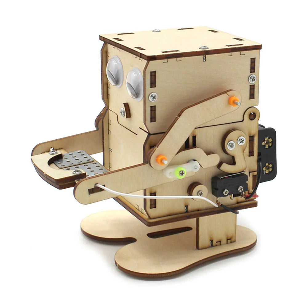 DIY Roboter Münze-Fressendes Holzmodell Lehrreiches STEM-Projekt-Set für Wissenschaftsexperimente Bildungsspielzeug Holz-Bausatz