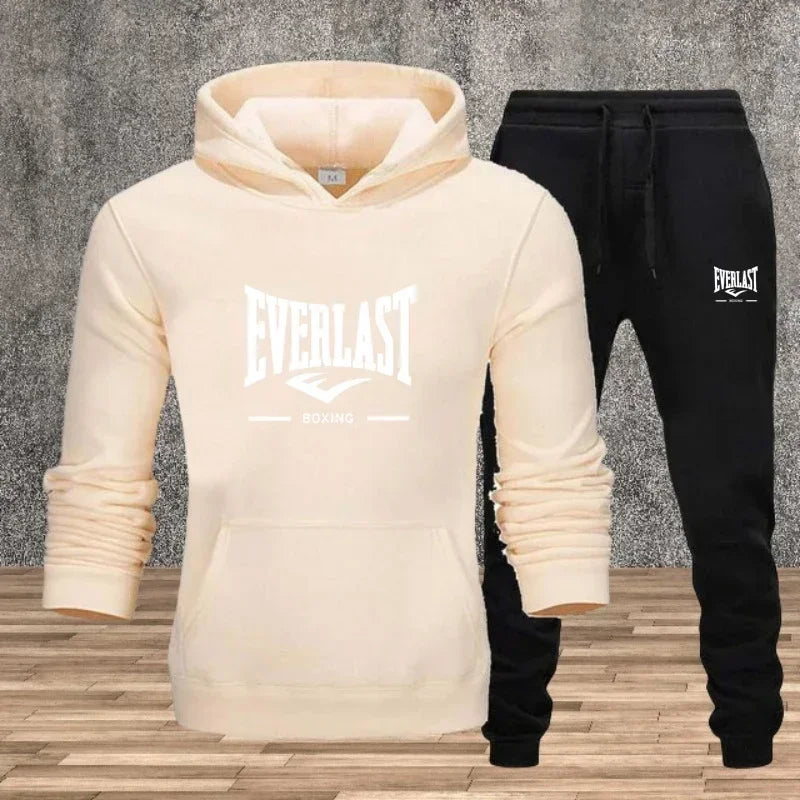 Ein neues modisches Fitness-Jogging-Freizeitset für Herren für Herbst und Winter, bestehend aus zweiteiligem Kapuzenpullover und Hose.
