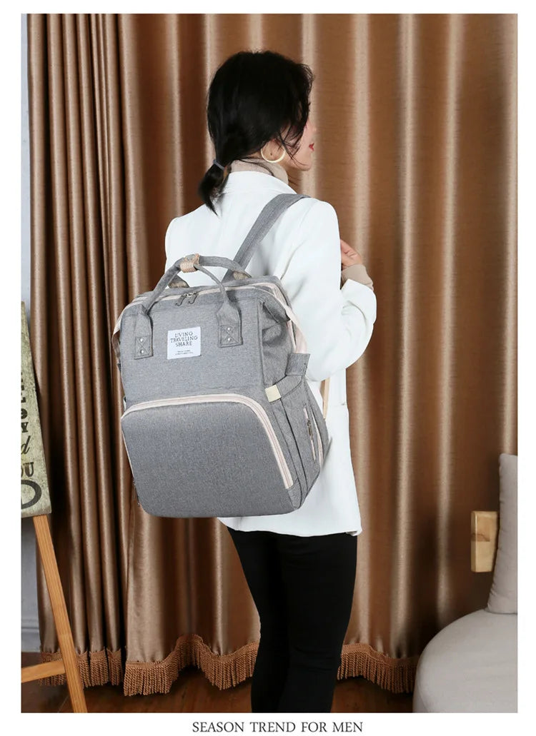 Mama Wickeltaschen Babybett Mutter Große Kapazität Windel Milchflasche Rucksäcke mit Wickelunterlage Praktische Baby-Stilltaschen Geschenk