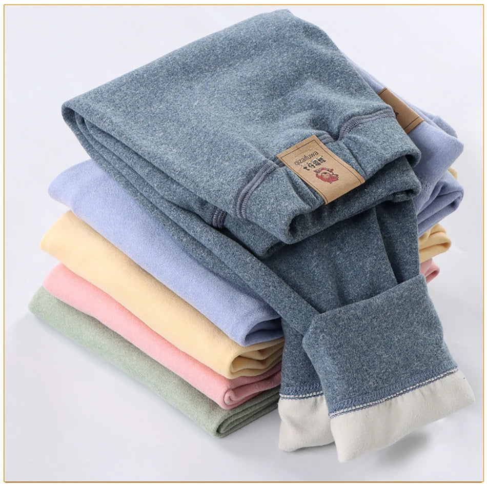 Kinder-Hosen mit Fleece-Futter für Teenager, Jungen und Mädchen, warme und gemütliche elastische Winterhosen, Kleidung, geeignet für Herbst und Winter