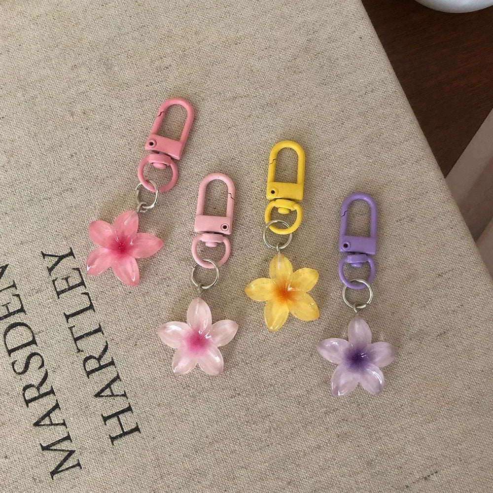 Transparenter Y2K-Schlüsselanhänger mit Blumenmuster, niedlicher ästhetischer Mehrzweck-Schlüsselhalter, Tasche, Kopfhörerhülle, Charm-Zubehör für Frauen und Mädchen