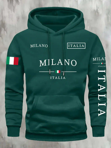 ITALIA MILANO Herren Damen Hoodie Outdoor Street Casual Sport Urlaub Trend Frühling Herbst Winter Paar Sweatshirt Top Kleidung