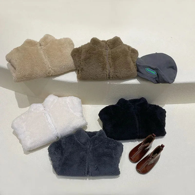 Rosa Mädchen-Jacken, Herbstmantel, Winter-Thermo-Fleecejacke für Kinder, 1, 2, 3, 4, 5 Jahre, Kindermäntel, warme koreanische Oberbekleidung