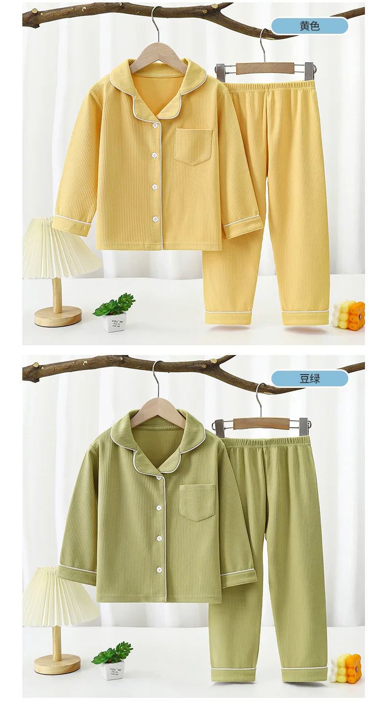 2024 herbst Winter Kinder Pyjama Sets Einfarbig Nachtwäsche für Kinder 1-16 jahre Teen Pyjamas Jungen Mädchen Loungewear Baby kleidung
