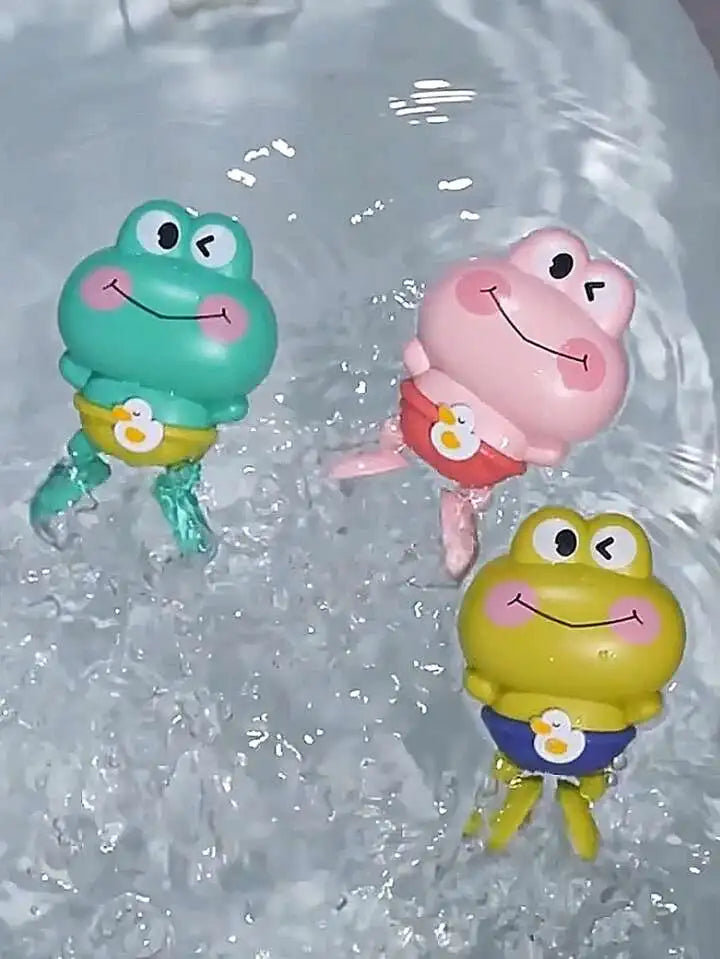 Aufziehbares Schwimm-Frosch-Badespielzeug für Kleinkinder, ohne Batterie, formfreies ABS-Montessori-Wasserspielzeug für Kinder