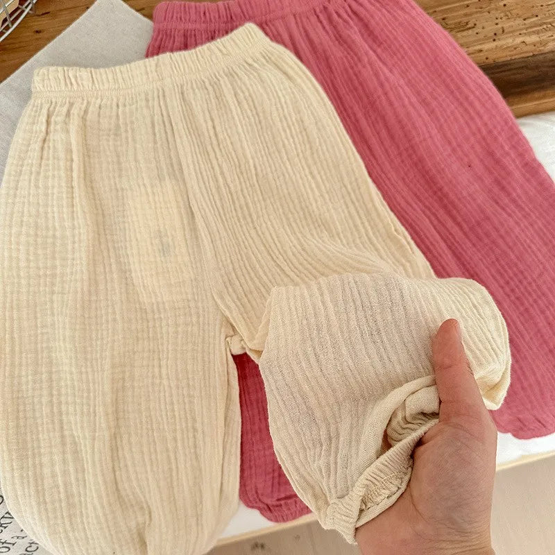 9m-6y Kinder Kleidung Sommer Dünne Einfarbig Anti Moskito Hosen Baby Jungen Und Mädchen Lose Beiläufige Hosen Einfache Mode pumphose