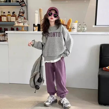 2026 Herbst Winter Mädchen Kleidung Set: Kapuzen-Sweatshirt mit Buchstaben-Print + Hose mit Knöchelbündchen für Teenager und Kinder von 4, 8, 9, 10, 12, 15 Jahren