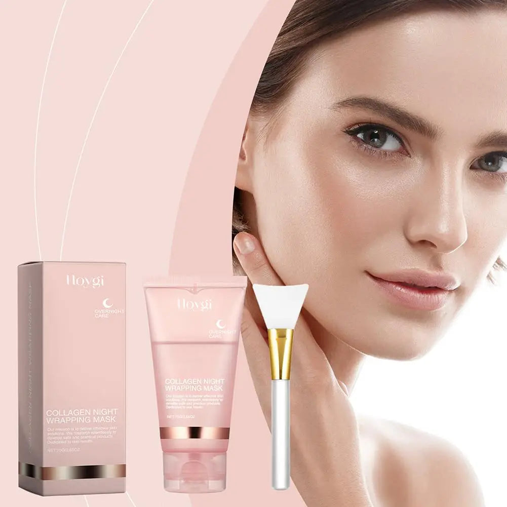 Collagen Overnight Wrapping Peel Off Gesichtsmaske, koreanische Collagen Night Wrapping Mask spendet tief Feuchtigkeit, Nachtpflegemaske, Creme, 75 ml