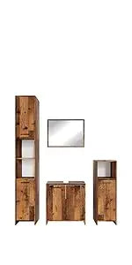 Bad Furniture-Set Oak rustikal Kiko, bestehend aus Badezimmer Mirror, Washbasinunterschrank - Platz for Nursing and Baduten