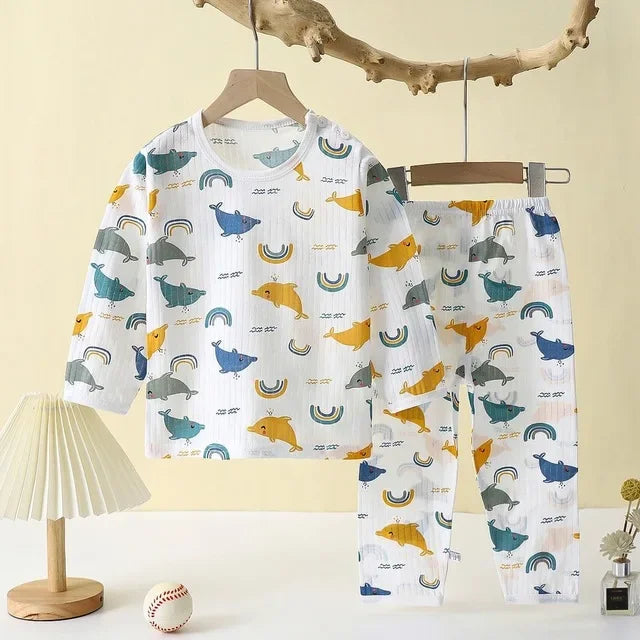 Baumwolle Kinder Kleidung Kinder Pyjama Sets Hause Nachtwäsche kinder Kleidung Junge Mädchen Herbst winter T-shirt Tops Hosen Anzüge