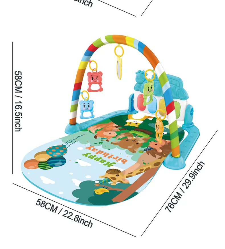 Baby Music Activity Gym Carpet Play Mat Newborn Rug Pedal Piano Keyboard Infant Fitness Rack Playmat Crawling Game Pad Toy Gift