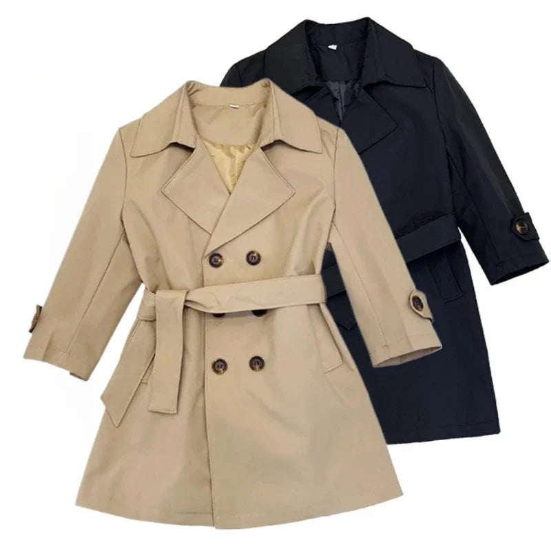 Teenager-Schultrenchcoat, Langer Stylischer Windbreaker für Jungen, Britischer Retro-Herbst-Winter-Mantel 2026, Modische Oberbekleidung für Kinder
