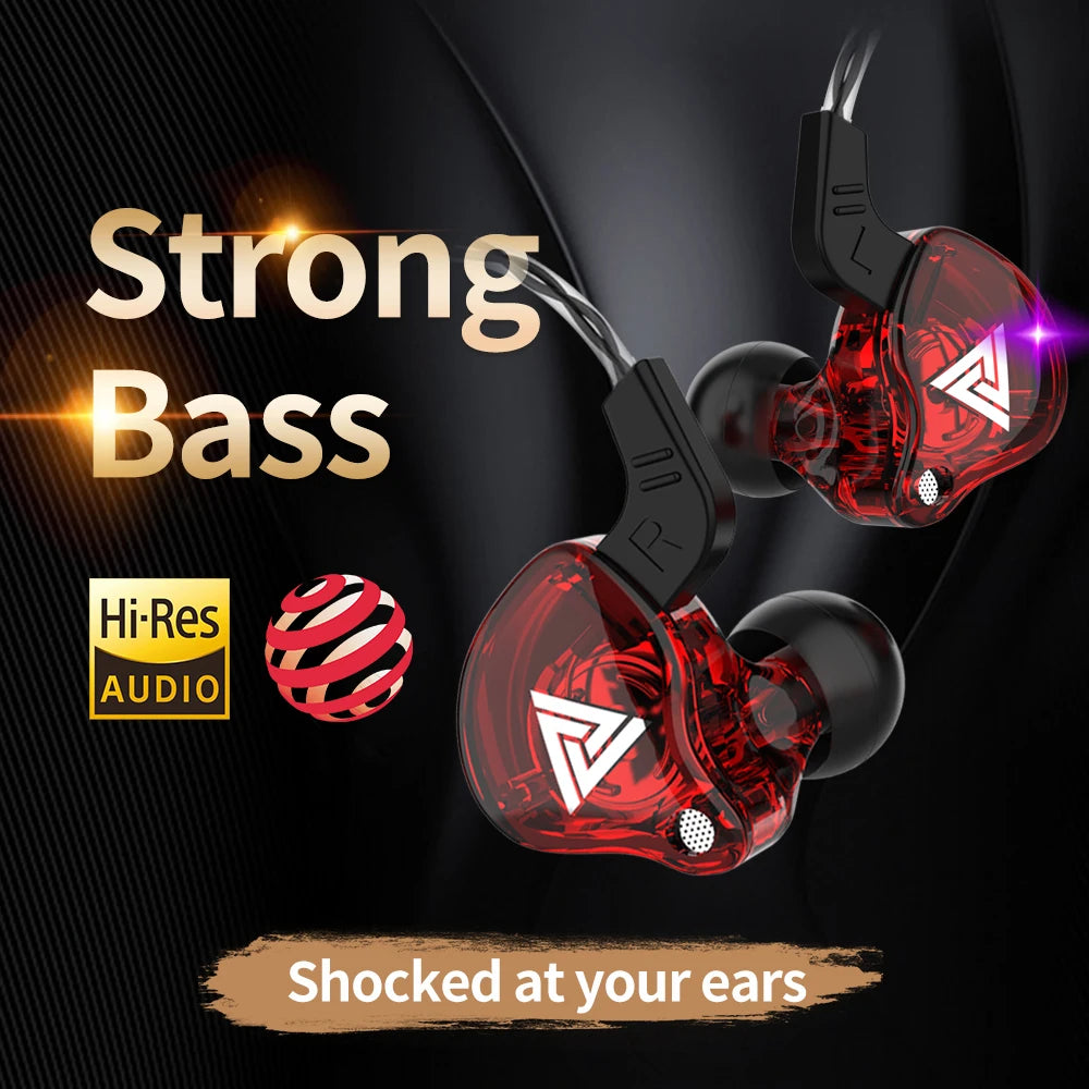 Original QKZ AK6 In-Ear Headphones 6 Dynamic Driver Unit Earphones with Microphone Stereo Sports HiFi Subwoofer Headset Monitor Earbuds