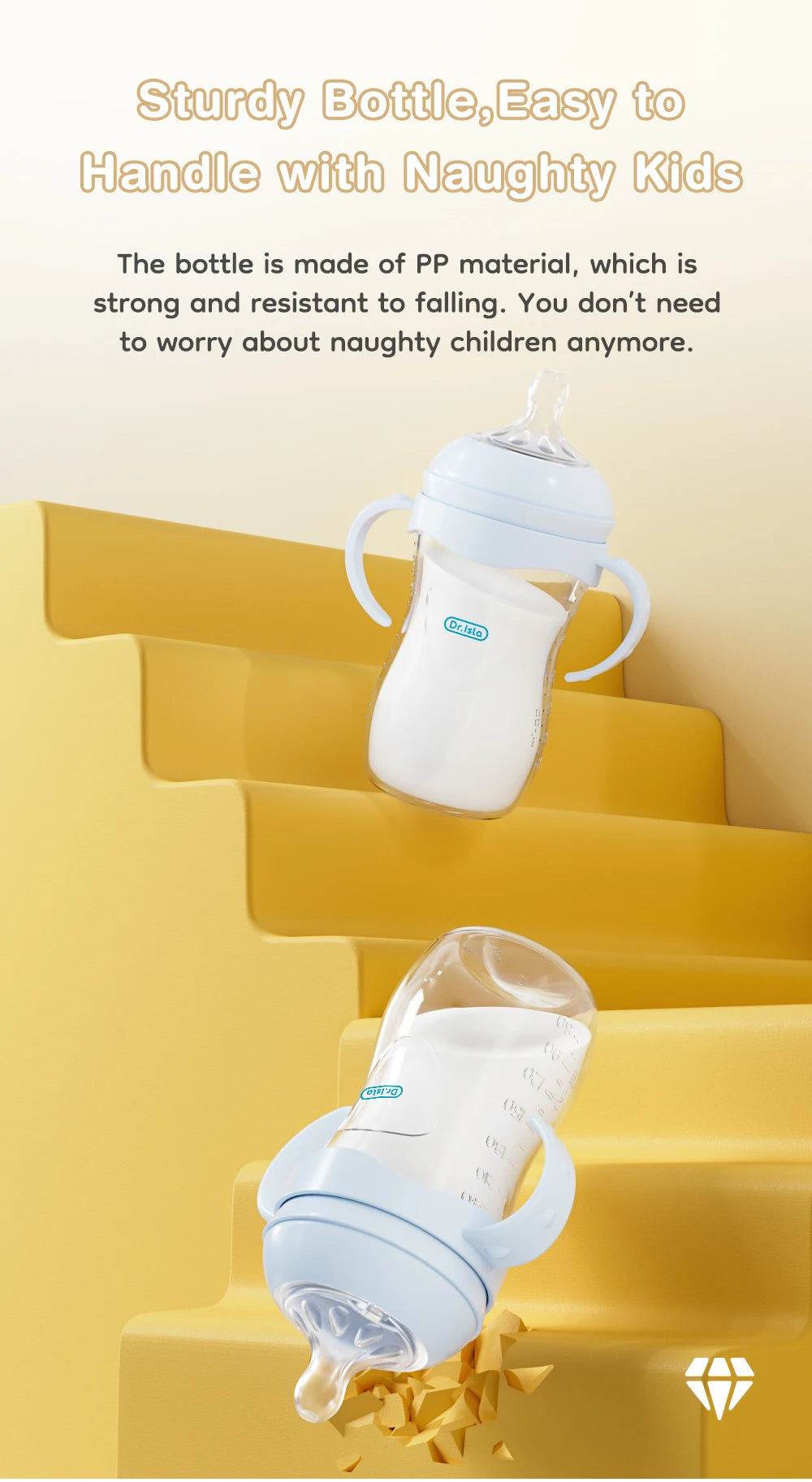 Baby PP Bottle 150/240/330ML Newborn Baby Bottle with Handle Milk Bottle Newborn Baby Bottles Feeding Accessories BPA-Free